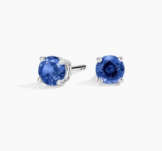 ROYAL 6MM Blue Sapphire Stud Earring in 925 Sterling Silver