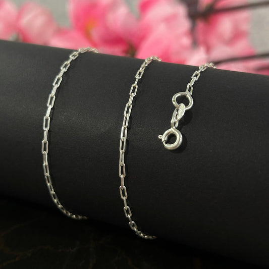 1.5 MM  925 Sterling Silver Paperclip Chain- Link Chain Necklace