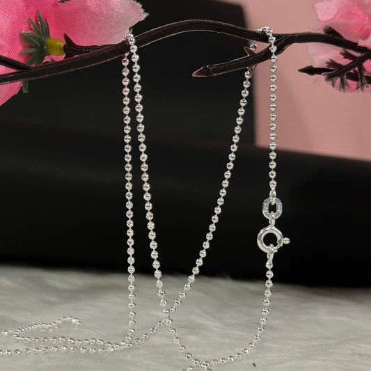 1.5MM Ball Bead Chain 925 Sterling Silver Women's Necklace for Charms