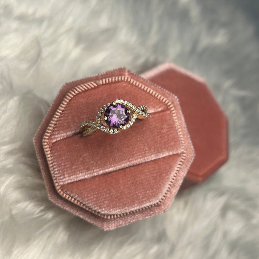 Amethyst-Ehering mit Verlobungsring