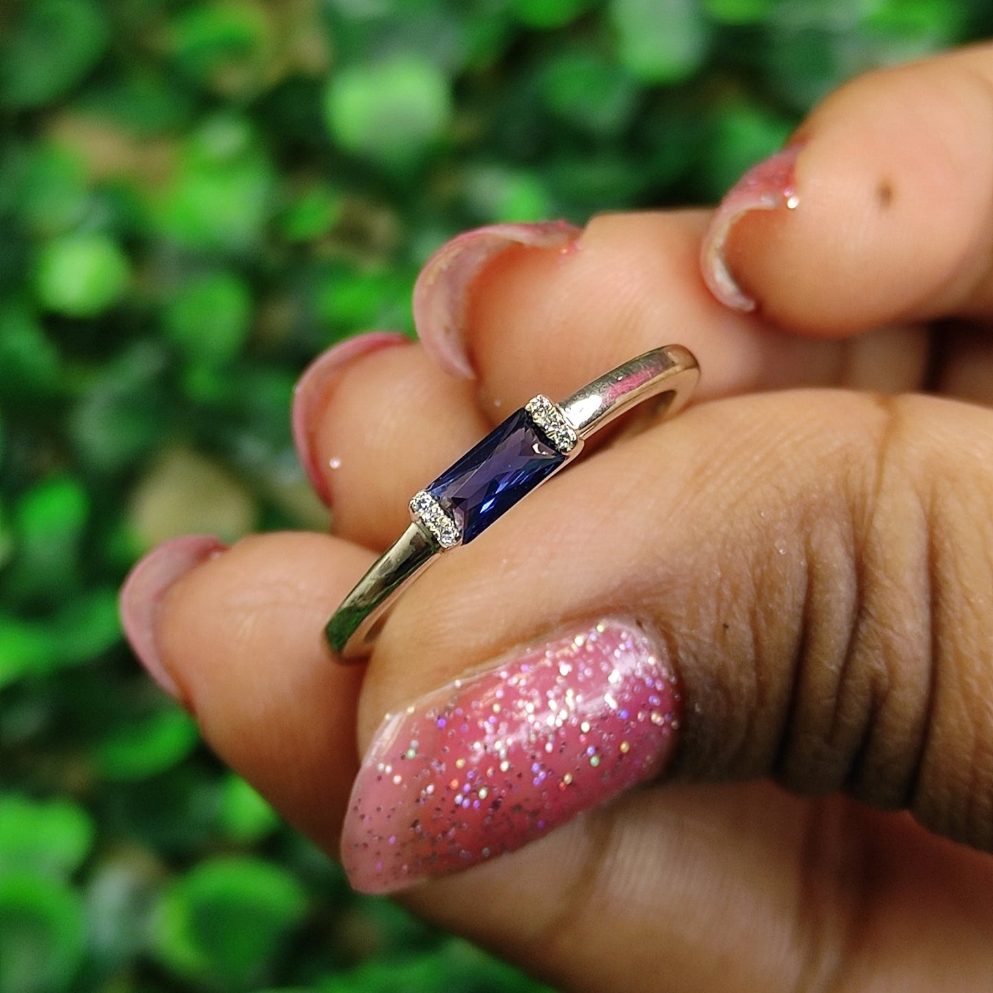 ROYAL Blue Sapphire Ring- Baguette Ring- Minimalist Ring- Dainty Jewelry For Women in 925 Sterling Silver