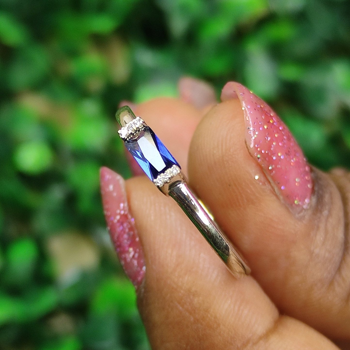 ROYAL Blue Sapphire Ring- Baguette Ring- Minimalist Ring- Dainty Jewelry For Women in 925 Sterling Silver