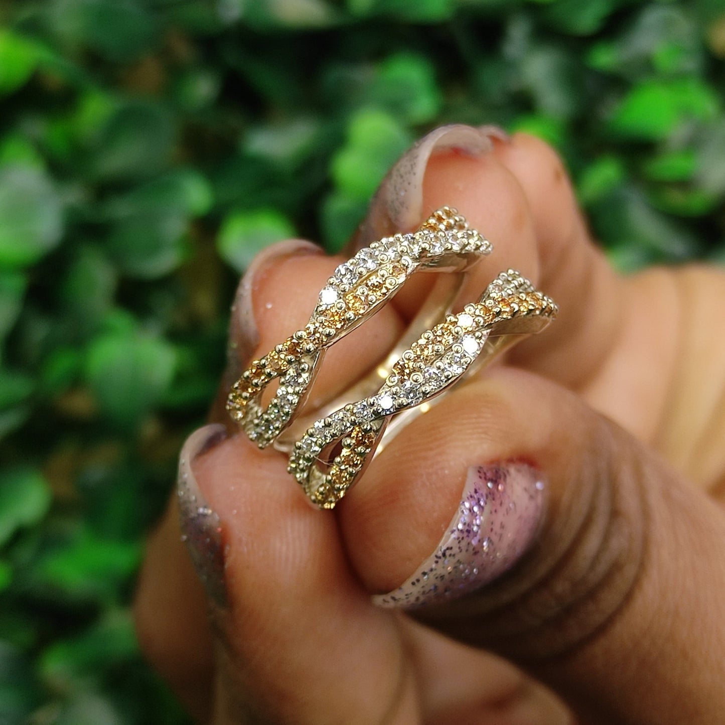 Anillo envolvente con realce de boda de diamantes 