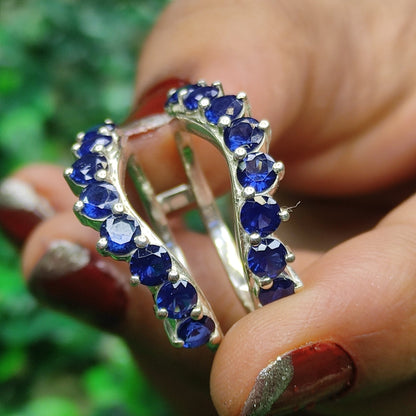 Blue Sapphire Ring Guard- Wedding Engagement Ring Enhancer Wrap- Custom Birthstone Ring Jacket