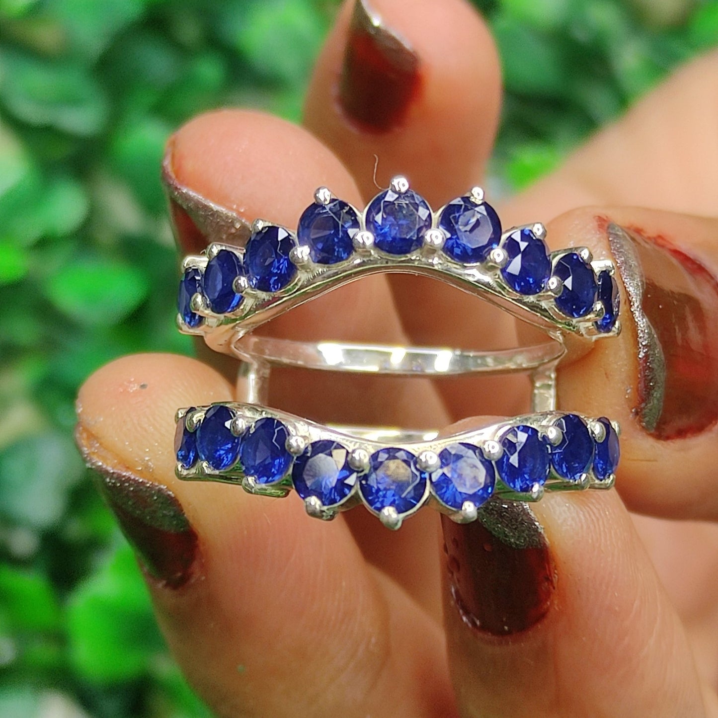 Blue Sapphire Ring Guard- Wedding Engagement Ring Enhancer Wrap- Custom Birthstone Ring Jacket