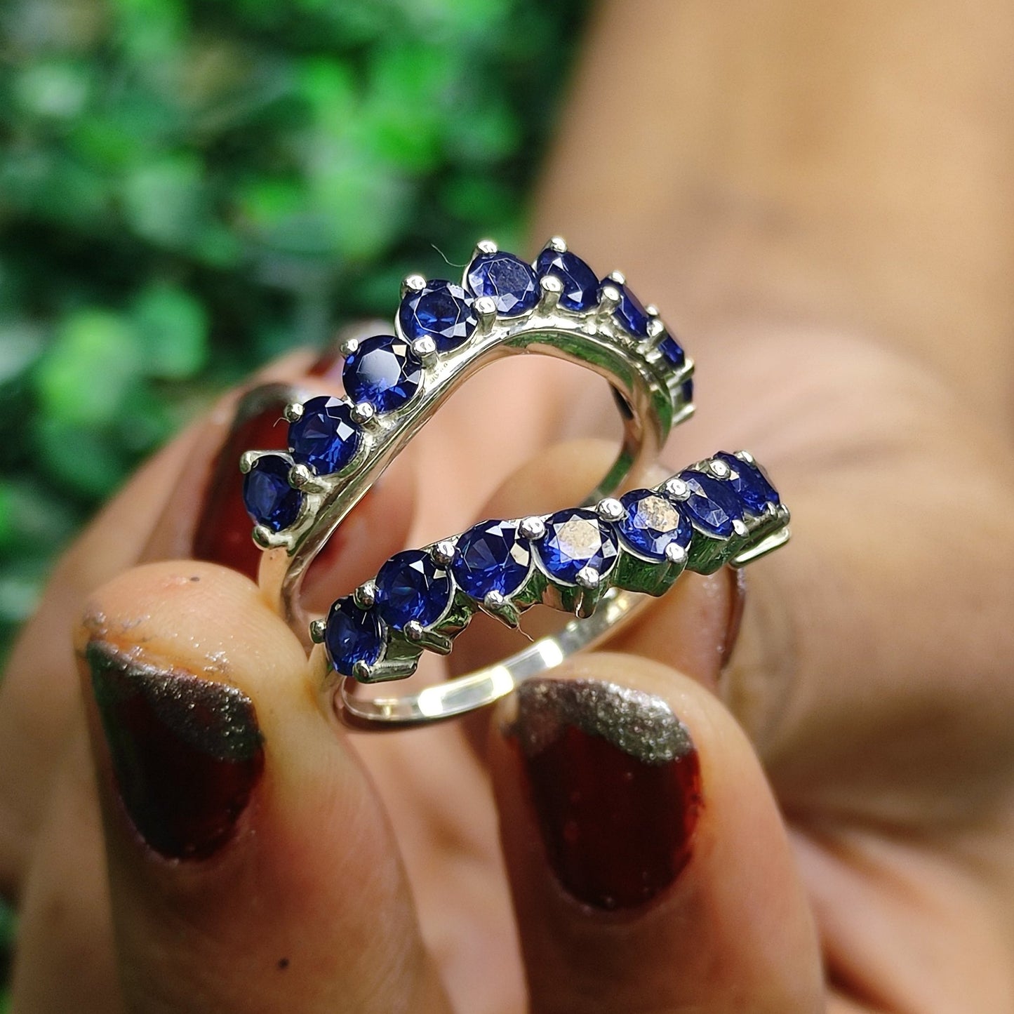 Blue Sapphire Ring Guard- Wedding Engagement Ring Enhancer Wrap- Custom Birthstone Ring Jacket