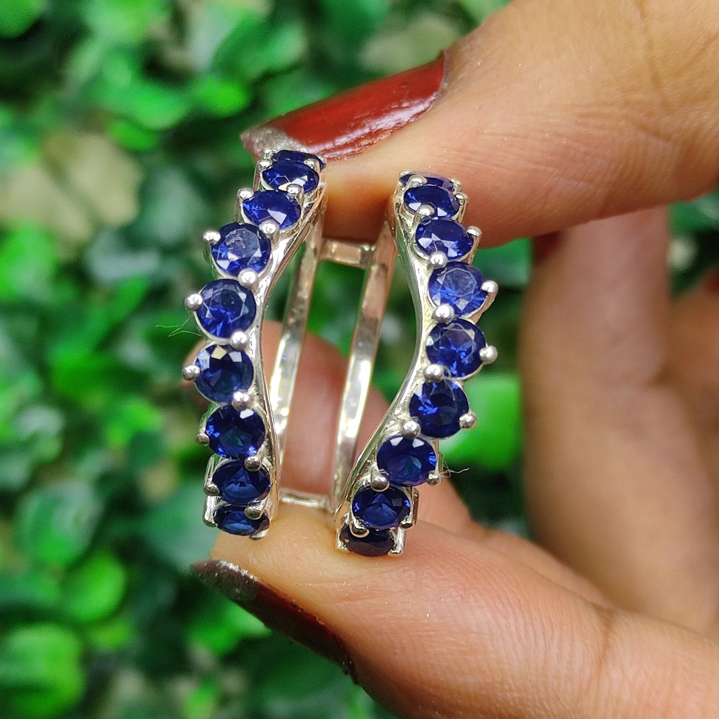 Blue Sapphire Ring Guard- Wedding Engagement Ring Enhancer Wrap- Custom Birthstone Ring Jacket