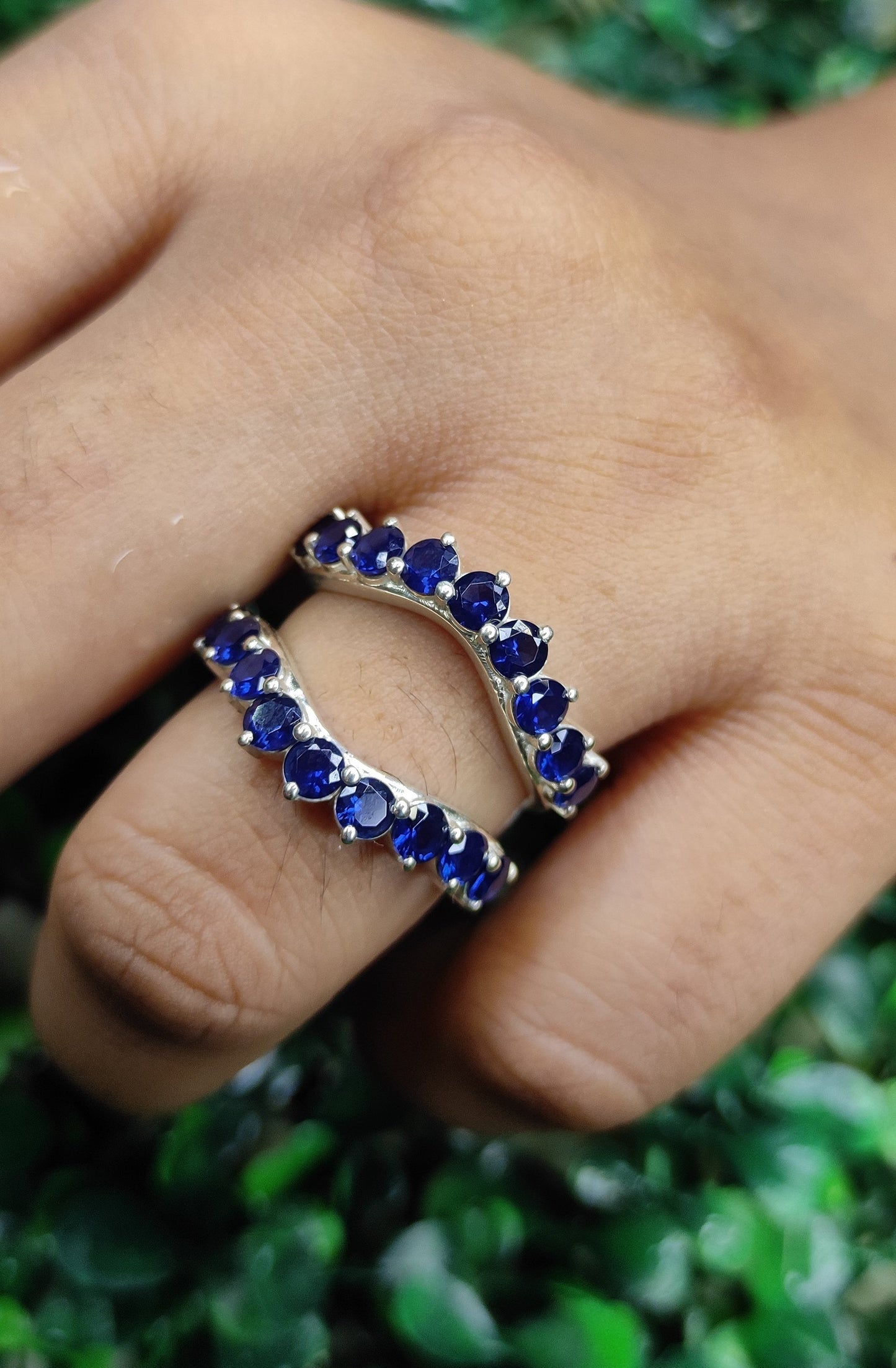 Blue Sapphire Ring Guard- Wedding Engagement Ring Enhancer Wrap- Custom Birthstone Ring Jacket