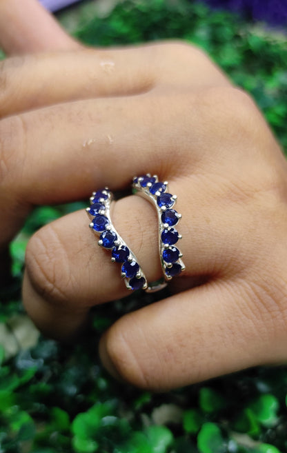 Blue Sapphire Ring Guard- Wedding Engagement Ring Enhancer Wrap- Custom Birthstone Ring Jacket