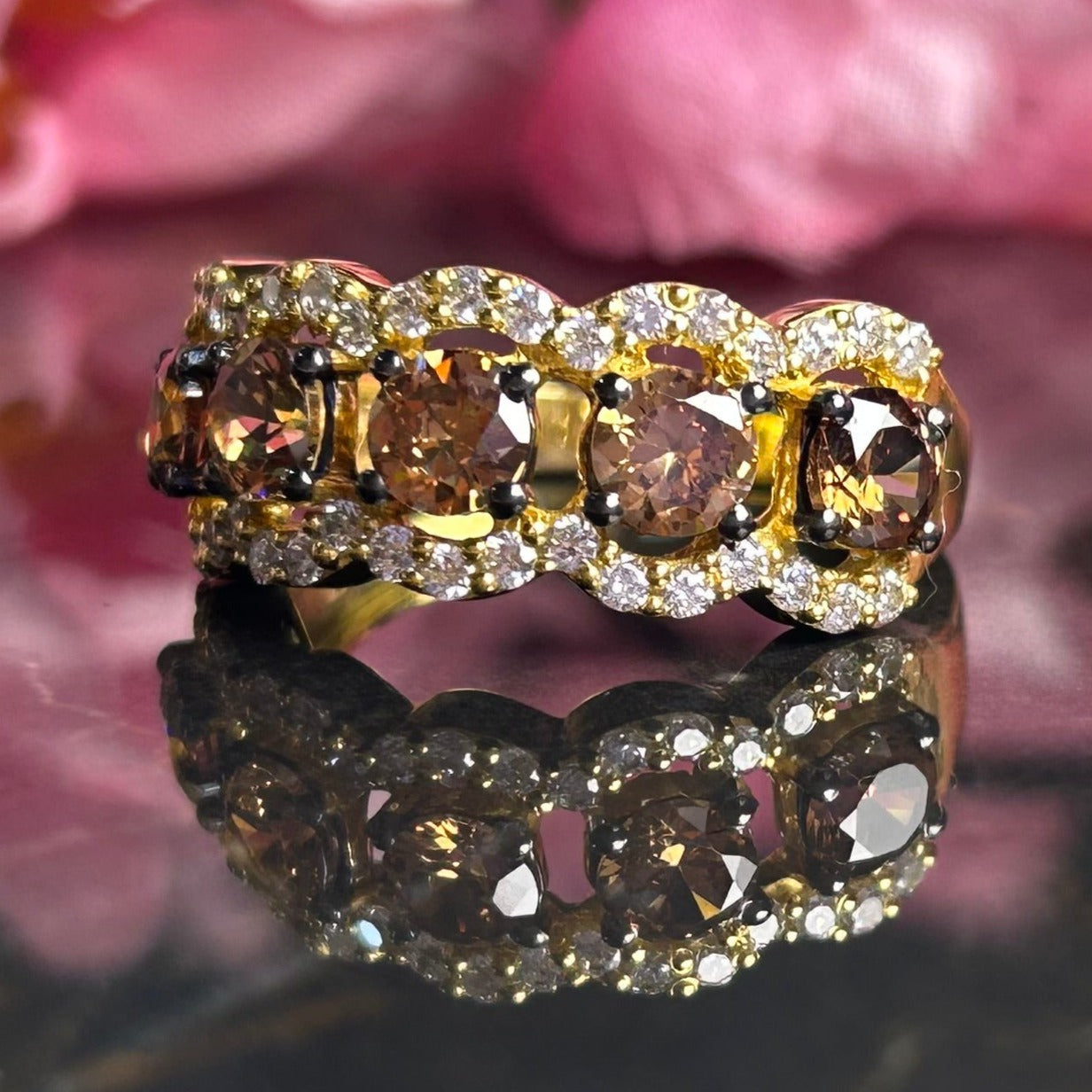 2.50Ct Champagne Diamond Ring 14K Yellow Gold Vermeil Brown Diamond Wedding Ring