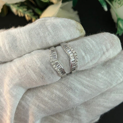 Vintage Baguetteschliff Diamant Ehering Verschönerung Wrap 