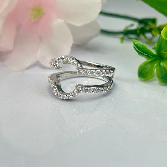 1,50 Karat schwarzer und weißer Diamant-Ringschutz - 925 Sterling Silber Hochzeits-Verlobungsring-Verstärker 