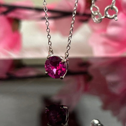 Ruby Solitaire Pendant- July Birthstone Jewelry- Ruby Necklace In 925 Sterling Silver