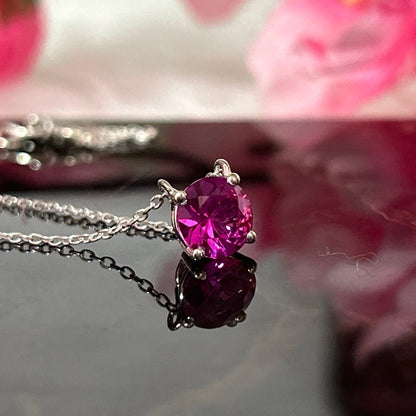 Ruby Solitaire Pendant- July Birthstone Jewelry- Ruby Necklace In 925 Sterling Silver