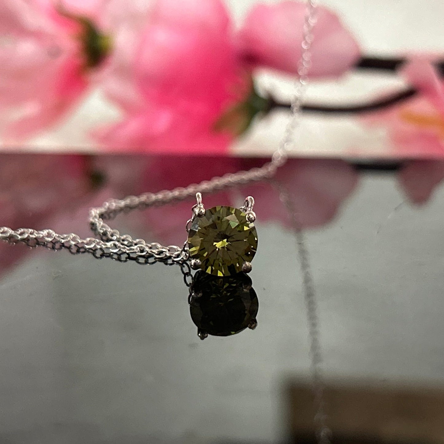 Peridot Solitaire Pendant Necklace- August Birthstone Gift in 925 Sterling Silver With 18" Chain