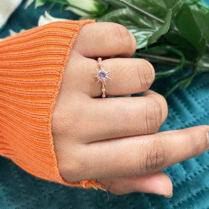 Rapunzel Inspired Purple Amethyst Magic Sunflower Engagement Ring