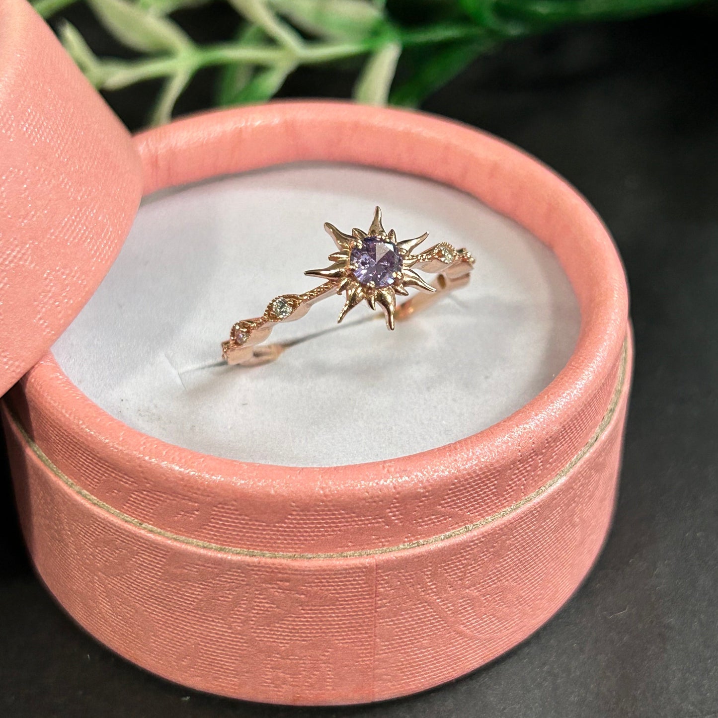 Rapunzel Inspired Purple Amethyst Magic Sunflower Engagement Ring