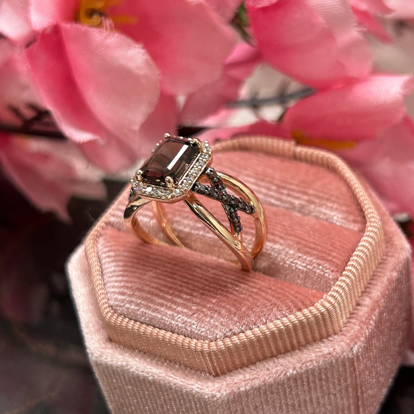 EARTHY Natural Radiant Cut Smoky Brown Diamond Ring- Brown Diamonds Promise Ring For Her