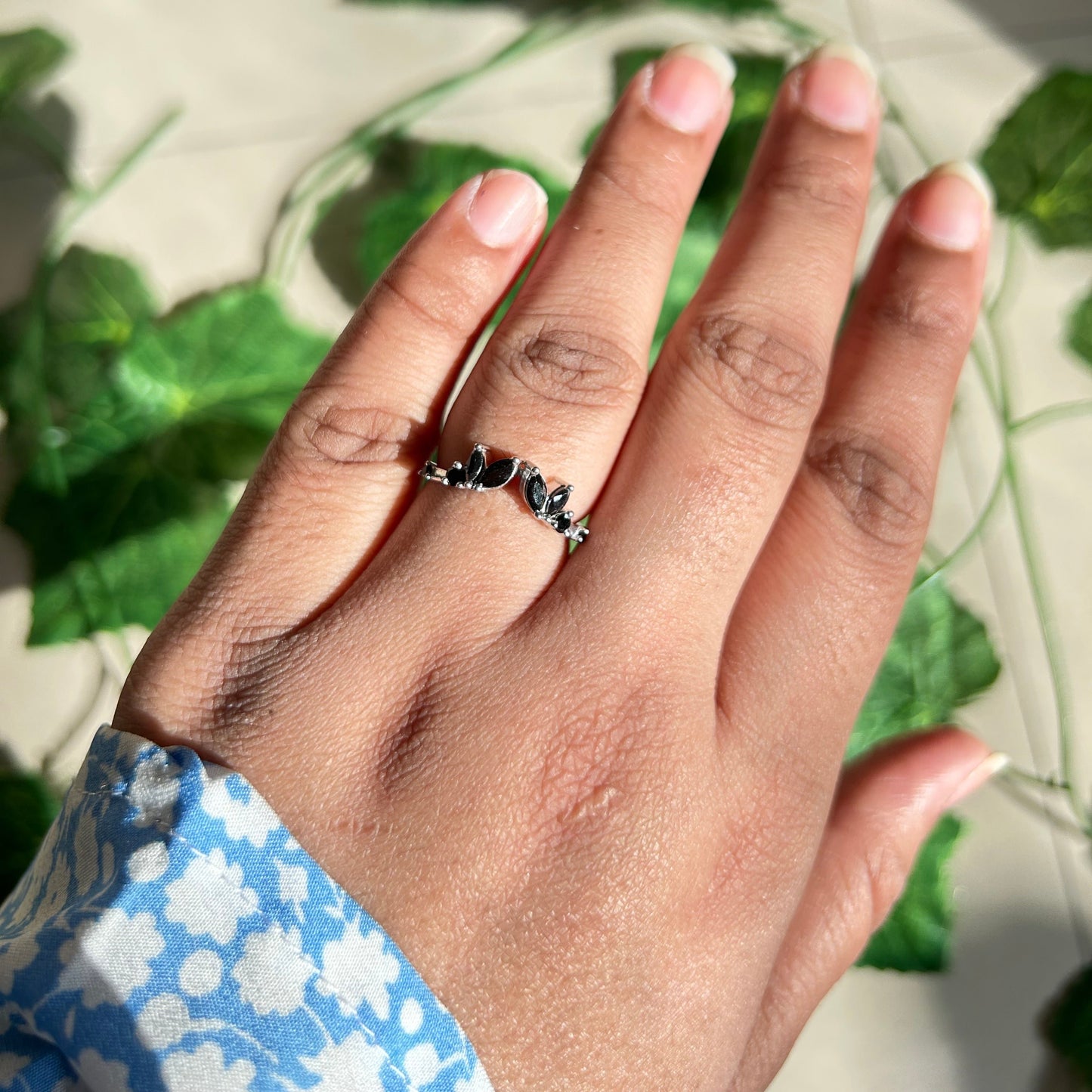 Black Onyx Ring Enhancer- Marquise Ring Guard- Stackable Matching Wedding Ring- Birthstone Ring