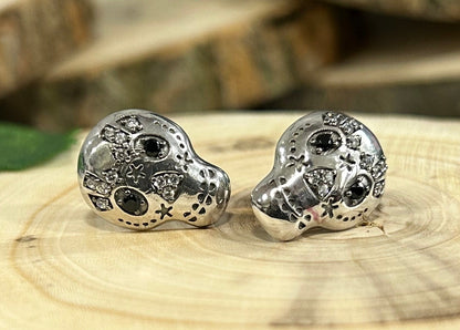 Suger Skull Cartoon Black Diamond Skull Stud Earring