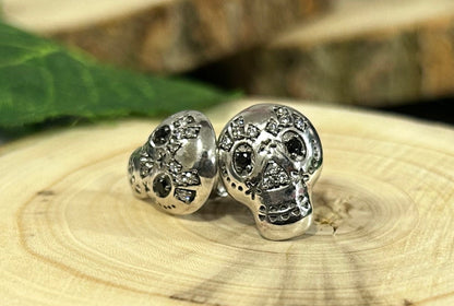 Suger Skull Cartoon Black Diamond Skull Stud Earring