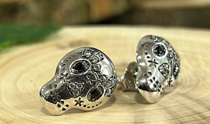 Suger Skull Cartoon Black Diamond Skull Stud Earring