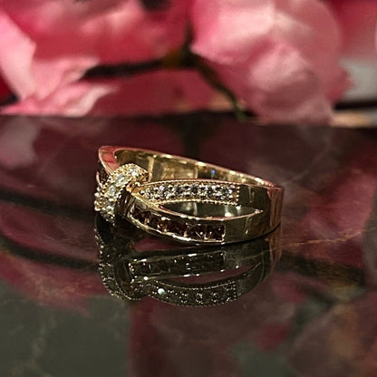 Ring mit natürlichem Champagner-Diamant im Prinzessschliff