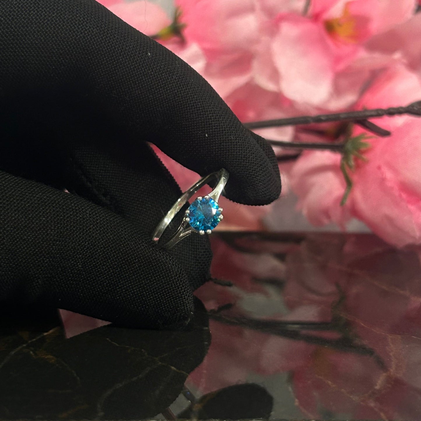 Round Cut London Blue Topaz Soiltaire Engagement Ring- Promise Ring- 925 Sterling Silver