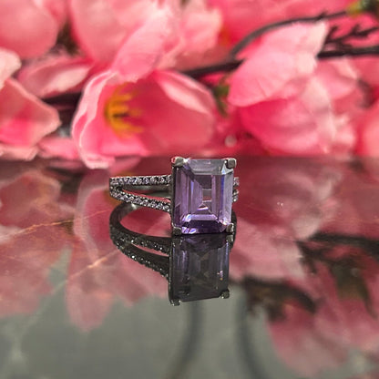 Amethyst-Ehering mit Verlobungsring