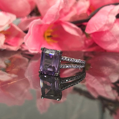 Amethyst-Ehering mit Verlobungsring