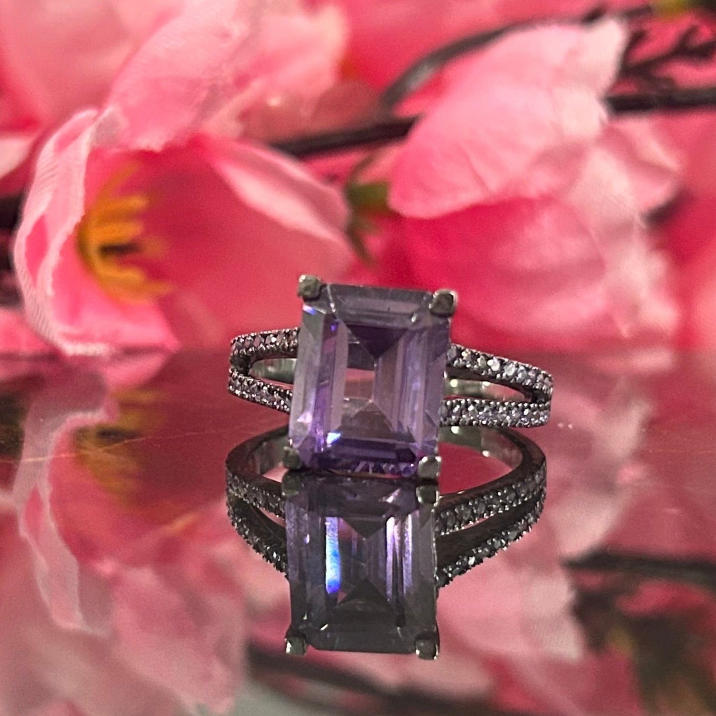 Amethyst-Ehering mit Verlobungsring