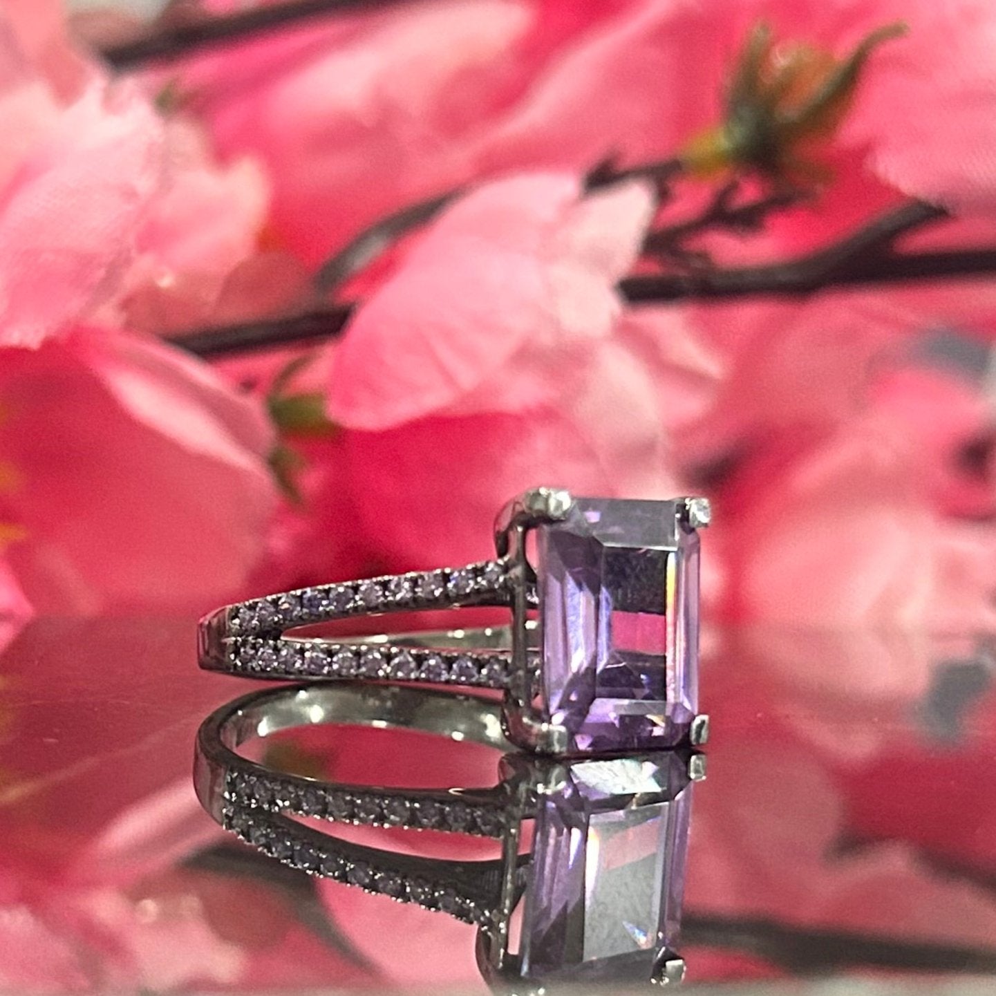 Amethyst-Ehering mit Verlobungsring