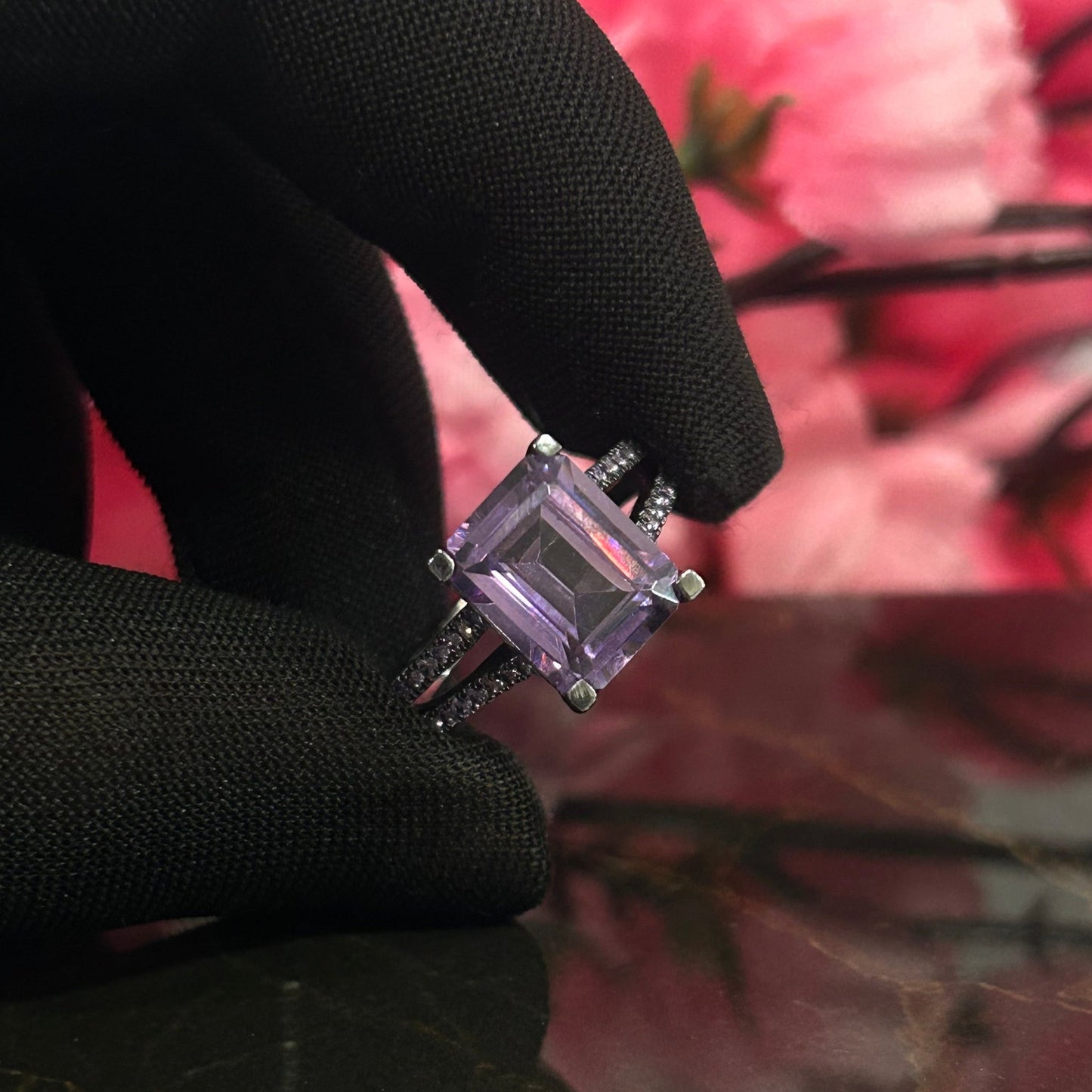 Amethyst-Ehering mit Verlobungsring