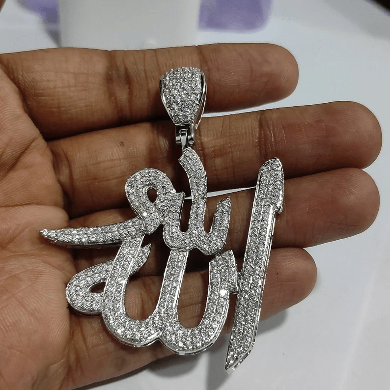 Allah Pendant in Diamonds and 925 Sterling Silcer- Islamic Pendant