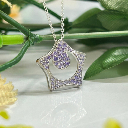 K-Drama Boys Over Flower : Moon and Star Pendant- Purple Amethyst Dainty Charm Crescent Moon Pendant K- Drama Pendant