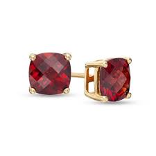 6mm Cushion Cut Garnet Studs- Solitaire Earring- january Birthstone Push Back Stud Earring For Womne