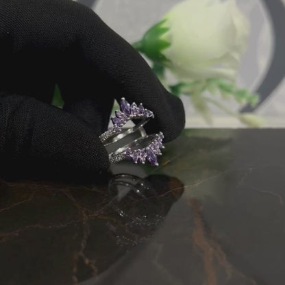 ADEL White Sapphire and Purple Amethyst Ring- Wedding Ring Guard in 925 Sterling Silver