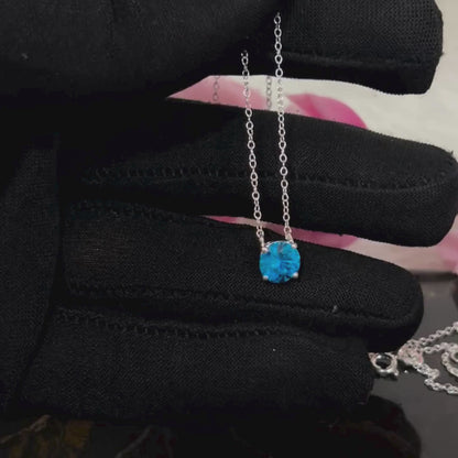 Blue Topaz Pendant- November Birthstone Charm Solitaire Necklace With 18" Inch Chain